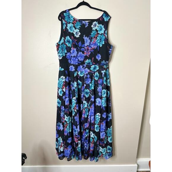 Jessica London Flyaway Maxi Dress Plus Size 22W Floral Sleeveless Flowy Chiffon - Picture 4 of 7